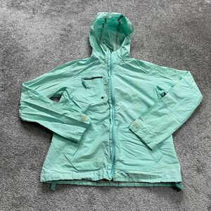 Columbia Omni Shade Windbreaker Jacket Womens Medium Mint Green Hoodie Full Zip